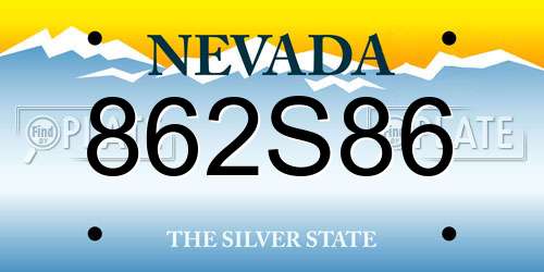 862S86 Nevada License Plate