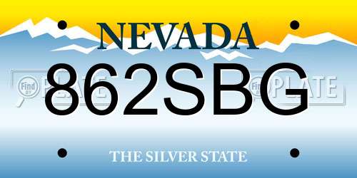 862SBG Nevada License Plate