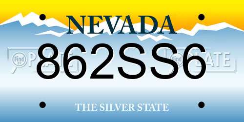 862SS6 Nevada License Plate