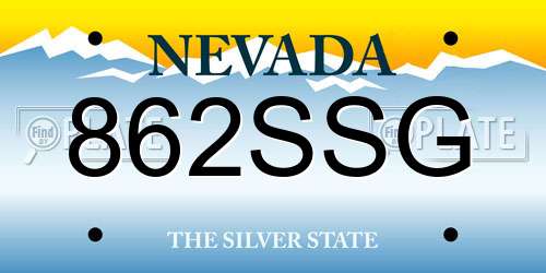 862SSG Nevada License Plate