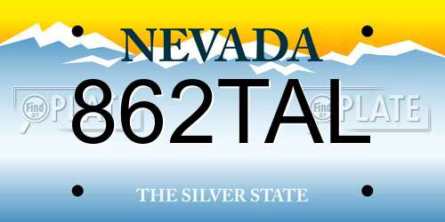 862TAL Nevada License Plate