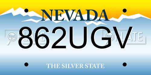 862UGV Nevada License Plate