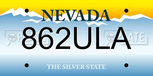 862ULA Nevada License Plate