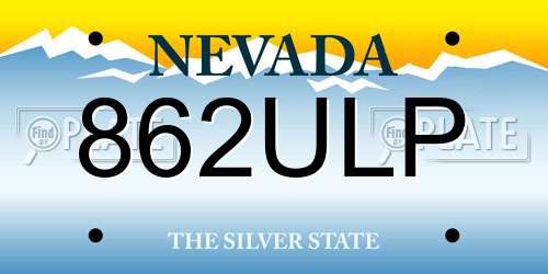 862ULP Nevada License Plate