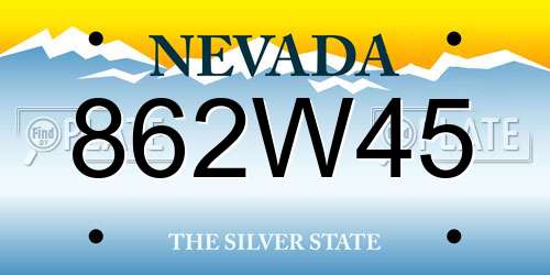 862W45 Nevada License Plate