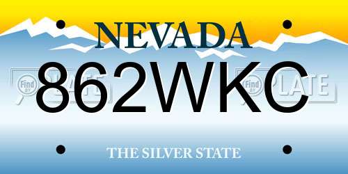 862WKC Nevada License Plate
