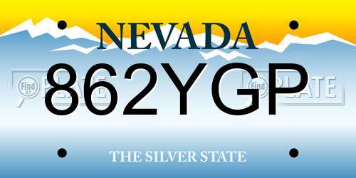 862YGP Nevada License Plate
