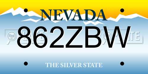 862ZBW Nevada License Plate