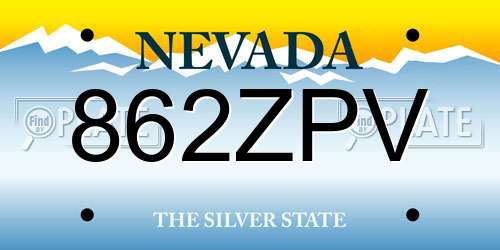 862ZPV Nevada License Plate