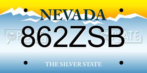 862ZSB Nevada License Plate