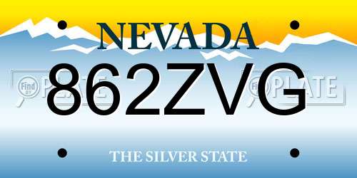 862ZVG Nevada License Plate