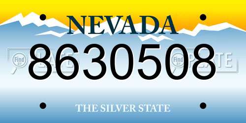 8630508 Nevada License Plate