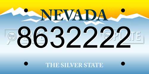 8632222 Nevada License Plate