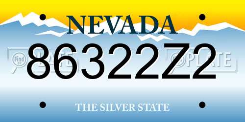 86322Z2 Nevada License Plate