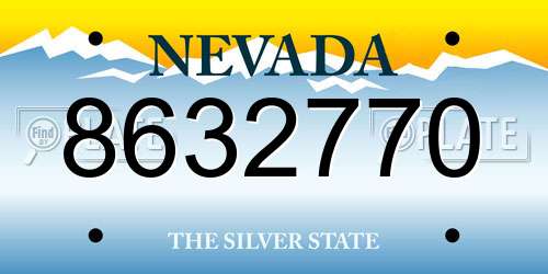 8632770 Nevada License Plate