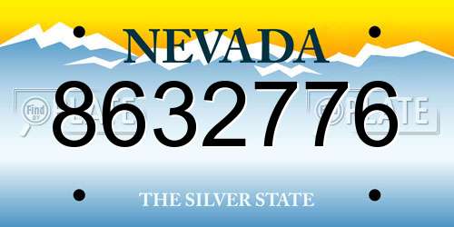 8632776 Nevada License Plate