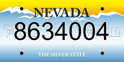 8634004 Nevada License Plate