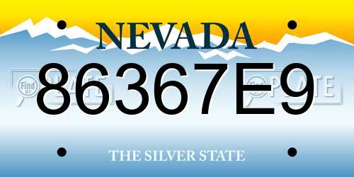 86367E9 Nevada License Plate