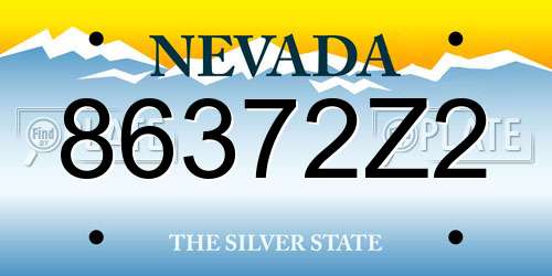 86372Z2 Nevada License Plate