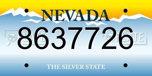 8637726 Nevada License Plate