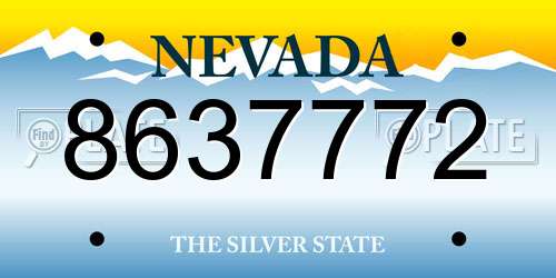 8637772 Nevada License Plate