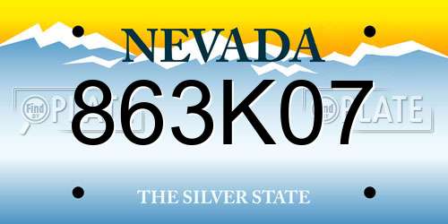 863K07 Nevada License Plate