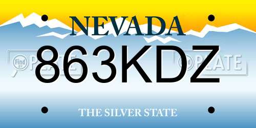 863KDZ Nevada License Plate
