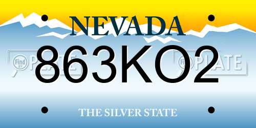 863KO2 Nevada License Plate