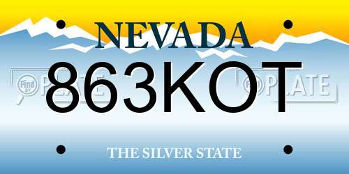 863KOT Nevada License Plate