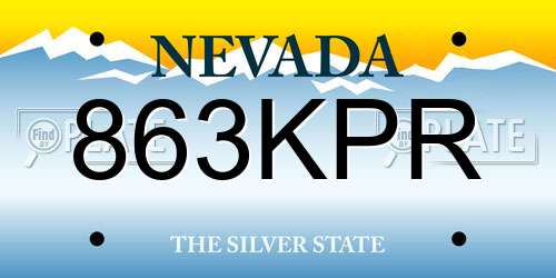 863KPR Nevada License Plate