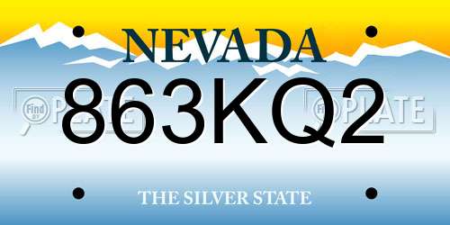 863KQ2 Nevada License Plate