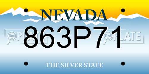 863P71 Nevada License Plate