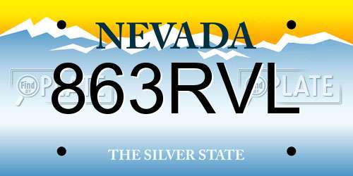 863RVL Nevada License Plate