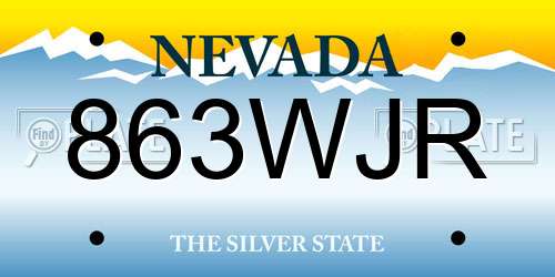 863WJR Nevada License Plate