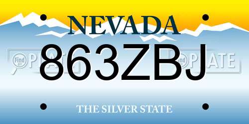 863ZBJ Nevada License Plate