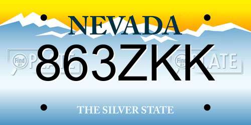 863ZKK Nevada License Plate