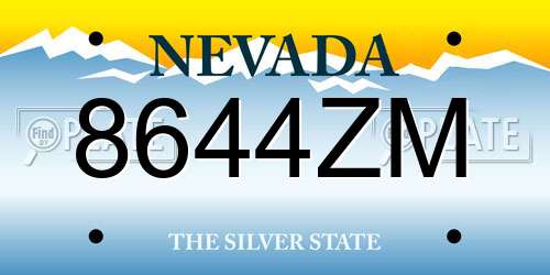 8644ZM Nevada License Plate