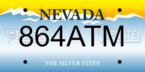 864ATM Nevada License Plate