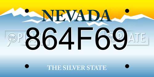 864F69 Nevada License Plate
