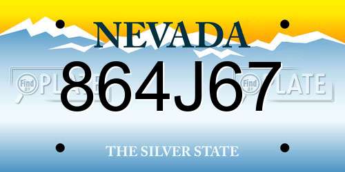 864J67 Nevada License Plate