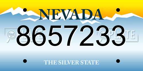 8657233 Nevada License Plate
