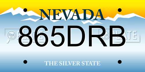 865DRB Nevada License Plate