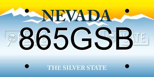 865GSB Nevada License Plate