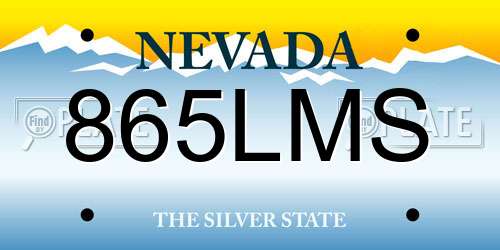 865LMS Nevada License Plate