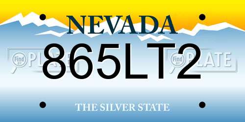 865LT2 Nevada License Plate