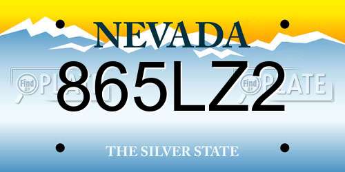 865LZ2 Nevada License Plate