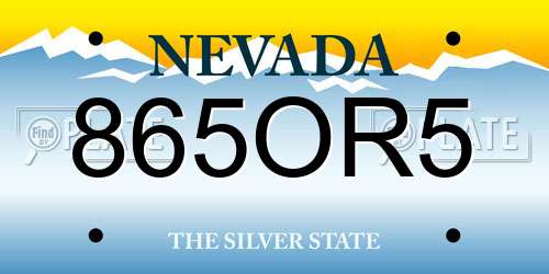 865OR5 Nevada License Plate