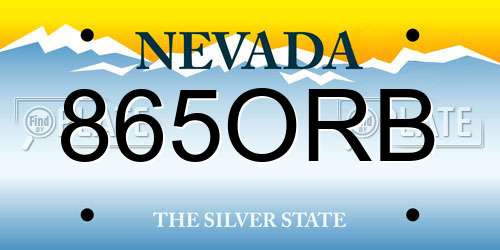865ORB Nevada License Plate