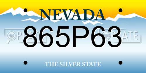 865P63 Nevada License Plate