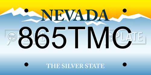 865TMC Nevada License Plate